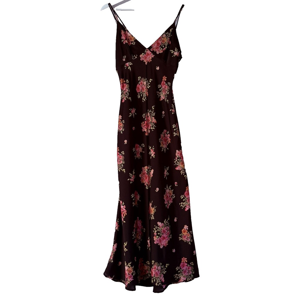 Zara Women Dark Fairy Floral Satin Maxi Slip Dress Coquette Size S Y2K Romantic